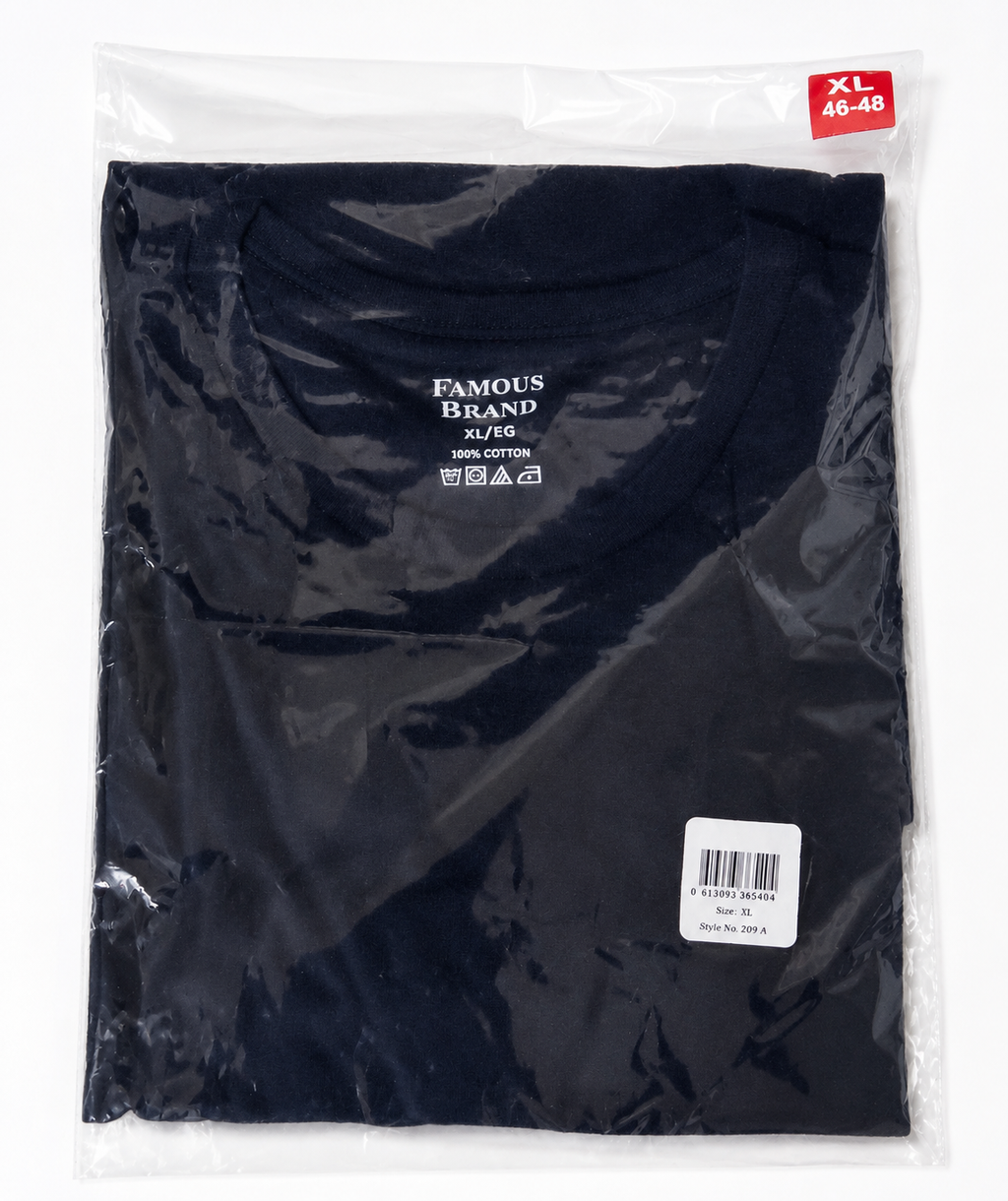 Famous Brand Unisex 100% Cotton Crewneck T-Shirt – XL