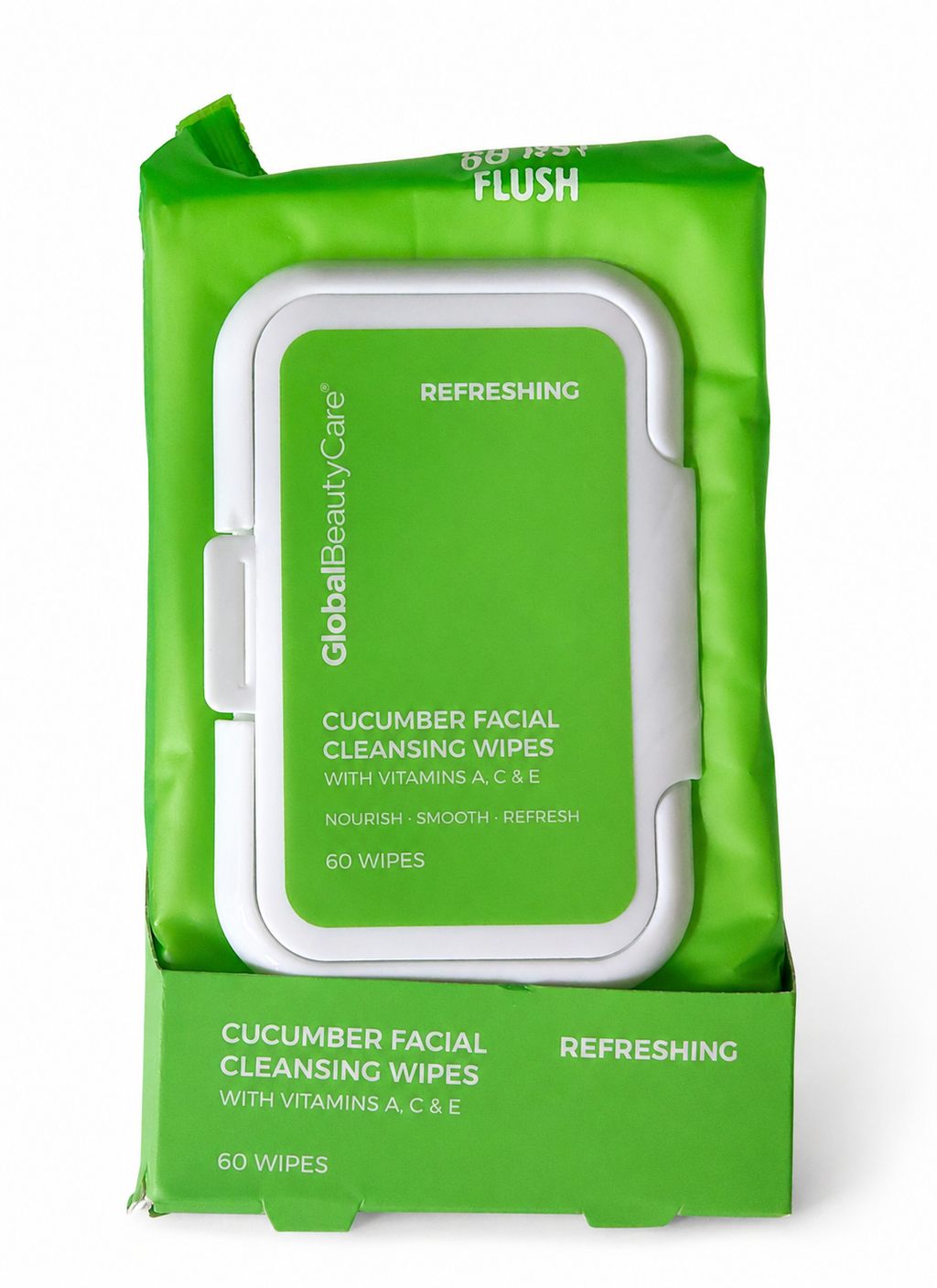 Global Beauty Care Cucumber Facial Cleansing Wipes — 60 Count