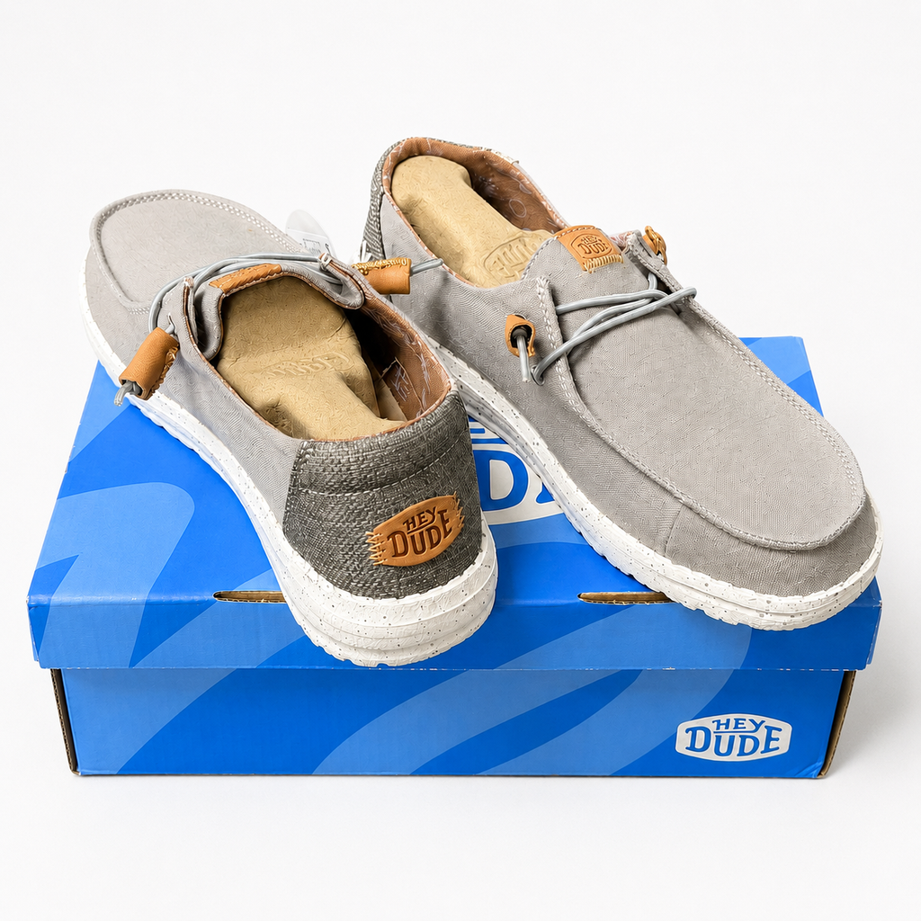 HEYDUDE Wendy Washed Canvas Women’s Shoes – Grey – Size 9