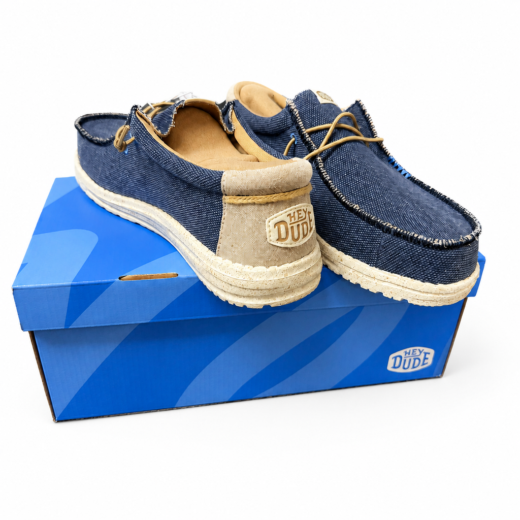 HEYDUDE Wally Coastline Jute Men’s Shoes – Navy – Size 9