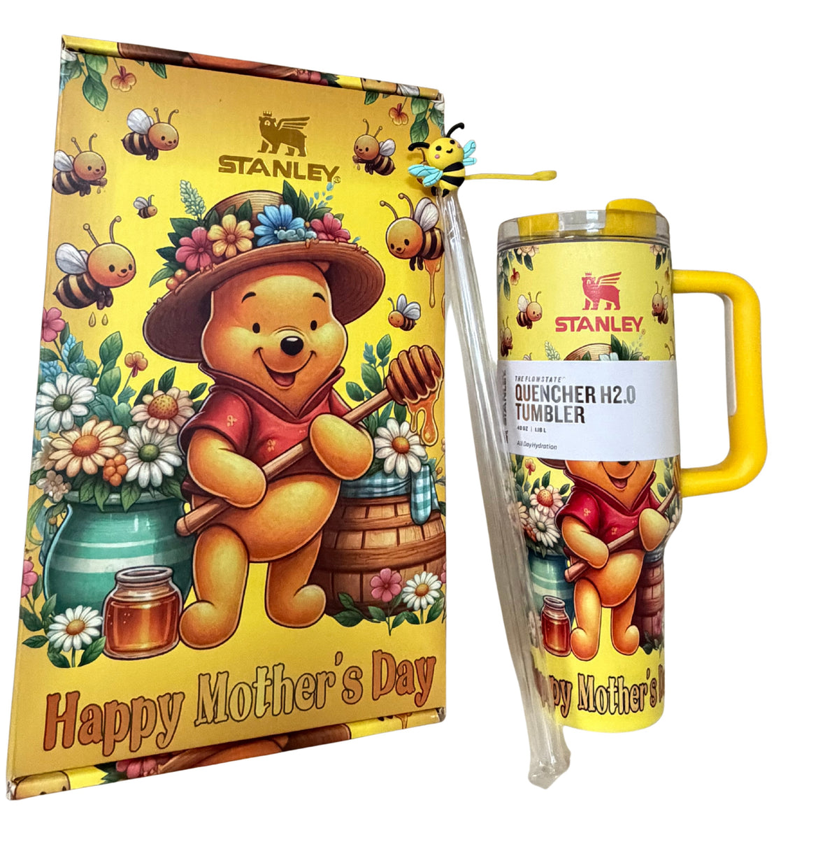 Custom-Wrapped Stanley Quencher H2.0 40 oz – Winnie-the-Pooh Mother’s Day