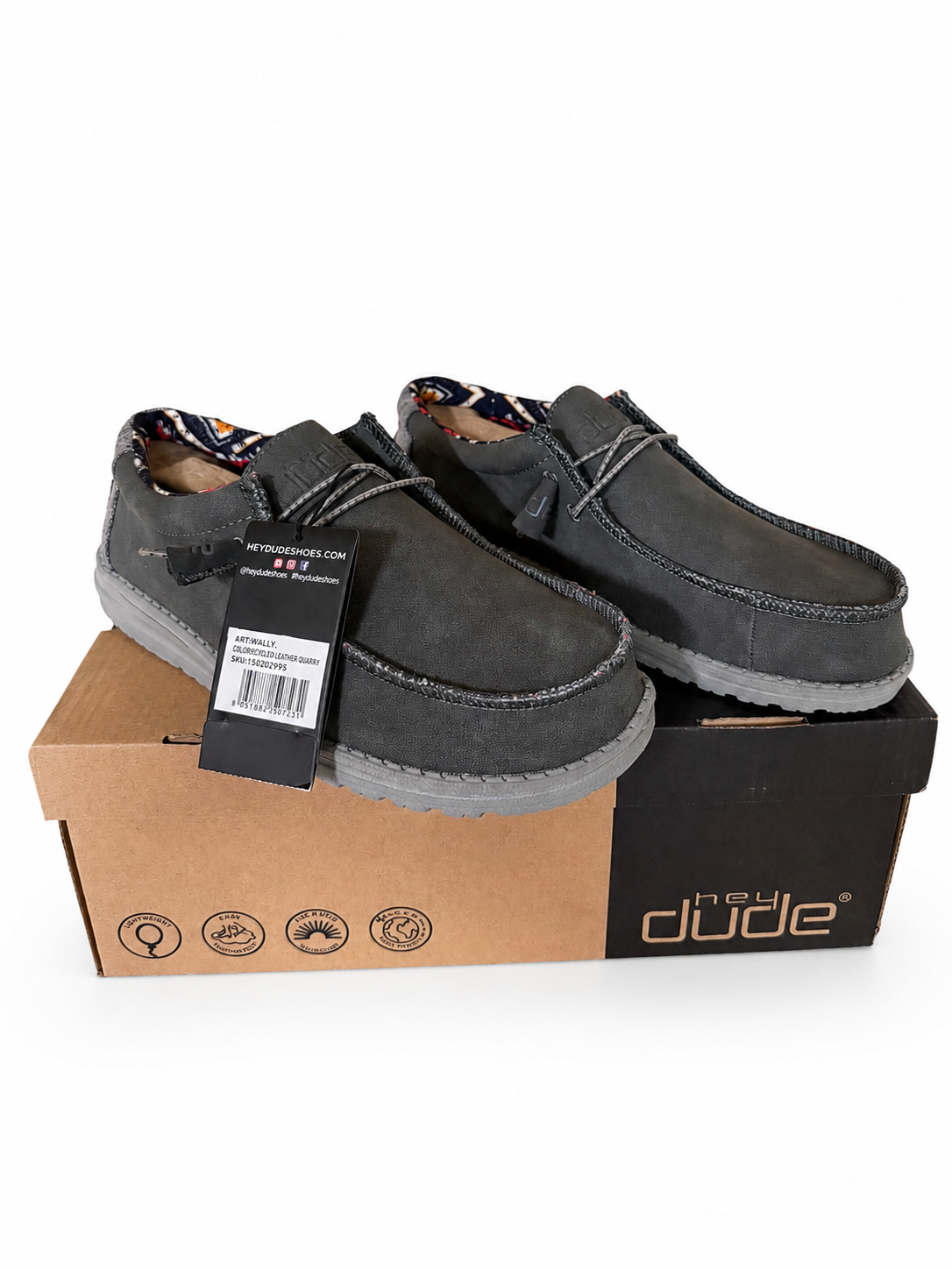 HEYDUDE Wally Recycled Leather Shoes – Quarry – Men’s 8