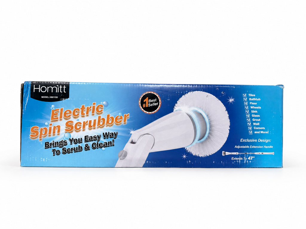Homitt HM115D cordless electric spin scrubber in original box