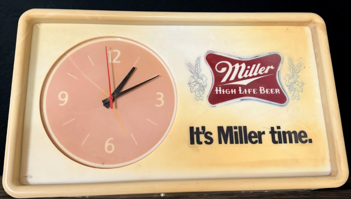Vintage Miller High Life Illuminated Bar Clock –WORKS – Authentic Bar Wear