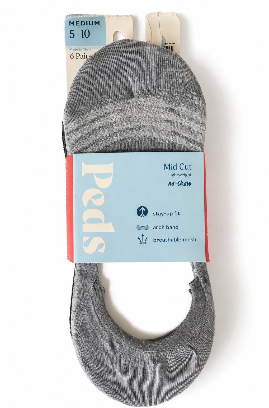 Peds Women’s Mid-Cut Lightweight No-Show Socks – 6 Pairs – Size 5–10