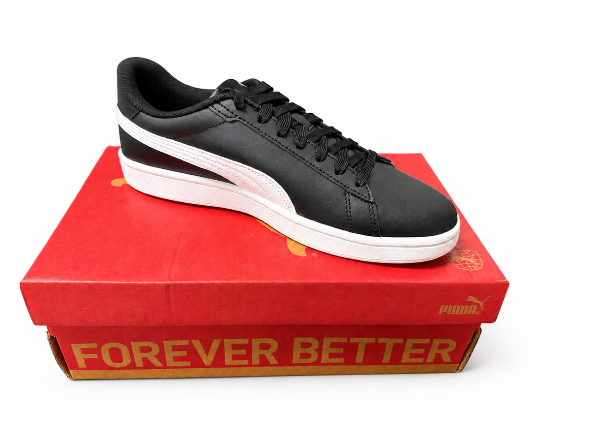 PUMA Smash 3.0 L Men’s Leather Sneakers – Black/White – Size 9