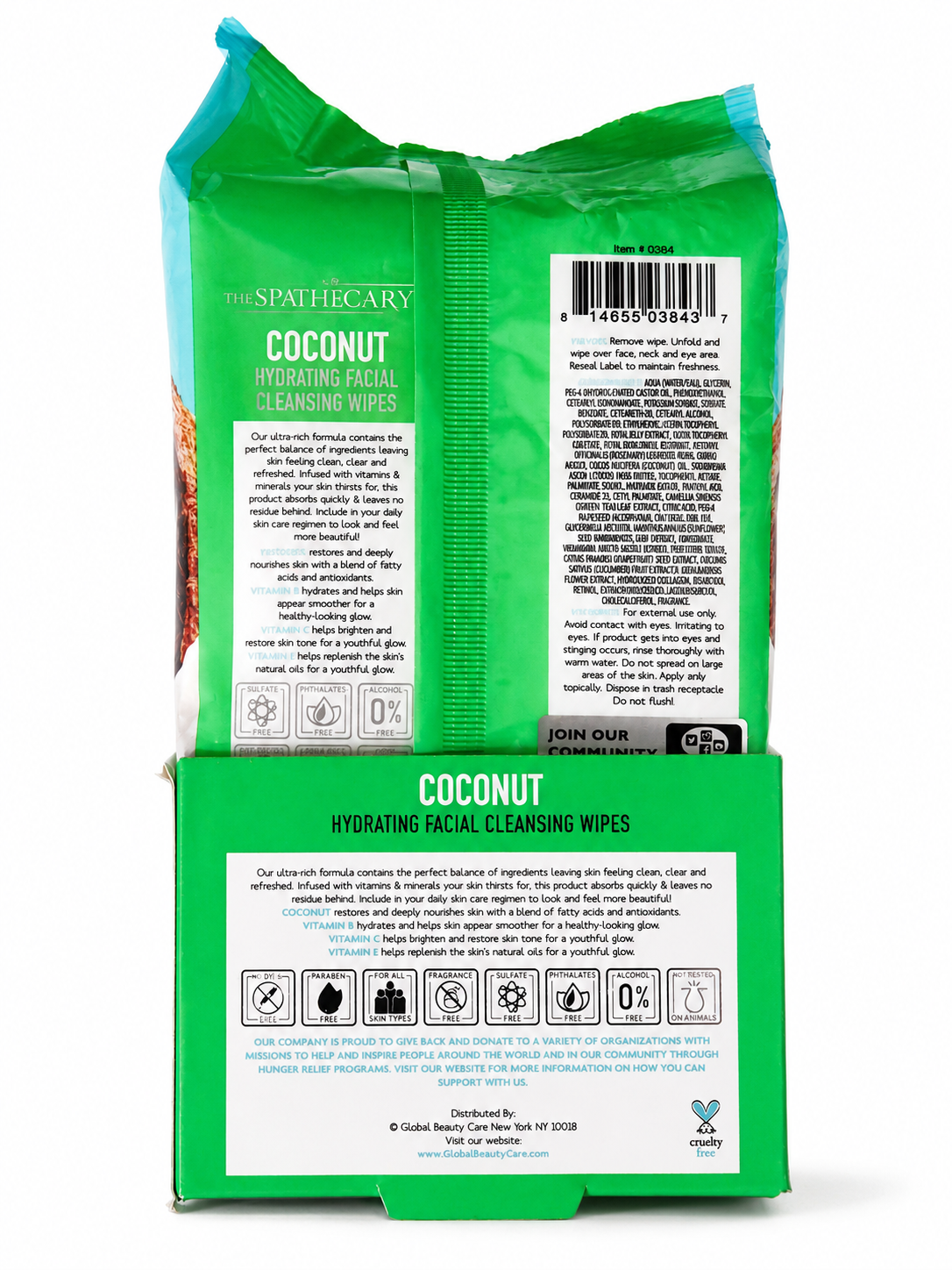 The Spathecary Hydrating Coconut Facial Cleansing Wipes — 60 Count